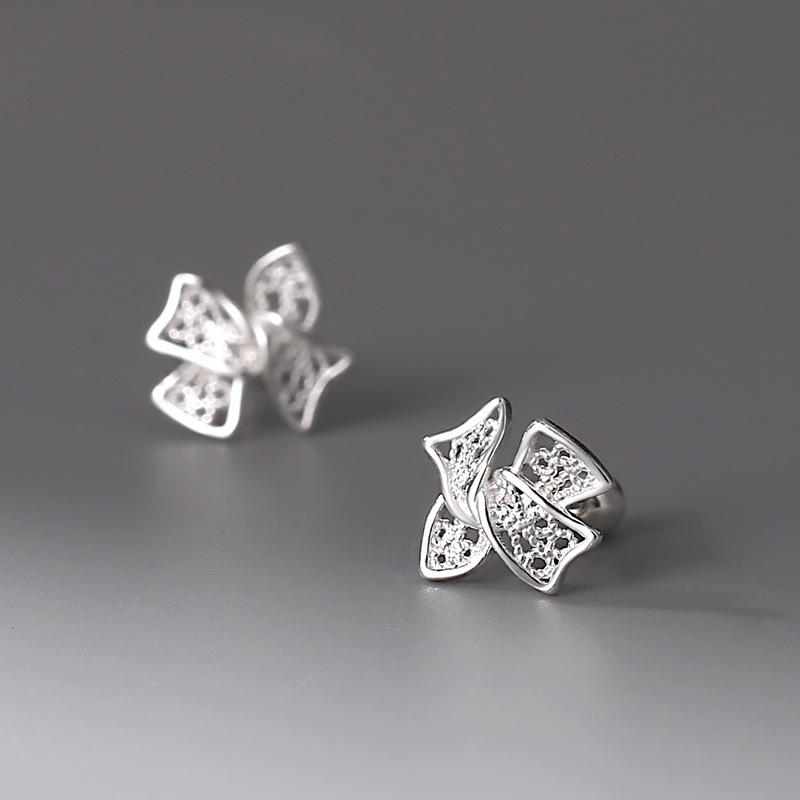 Bow Otica Women's Stud Earrings - Sweet Fresh Screw Hollow Filament Ornament for Ear Care