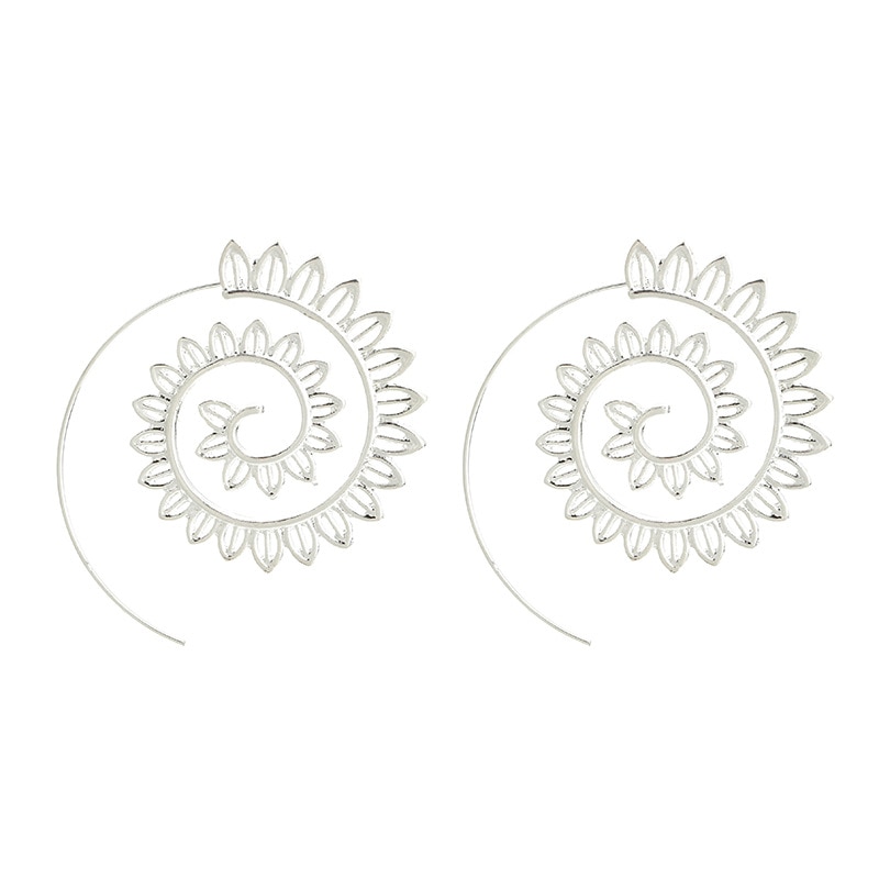 Stylish Gold Round Spiral Earrings for Women - Bold Exaggerated Gear Design - Image 4
