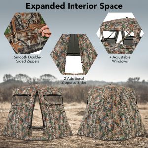 360-Degree One-Way See-Through Ground Hunting Blind for Deer & Turkey Hunting