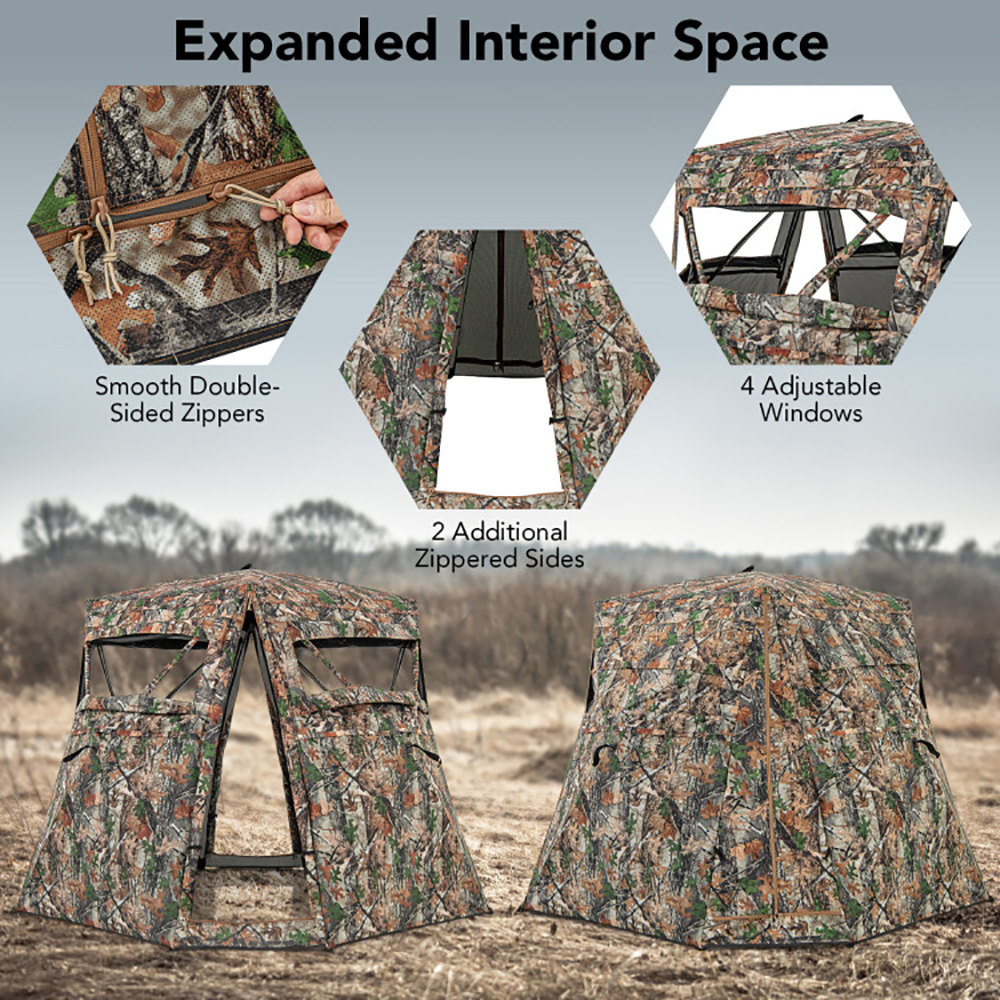 360-Degree One-Way See-Through Ground Hunting Blind for Deer & Turkey Hunting