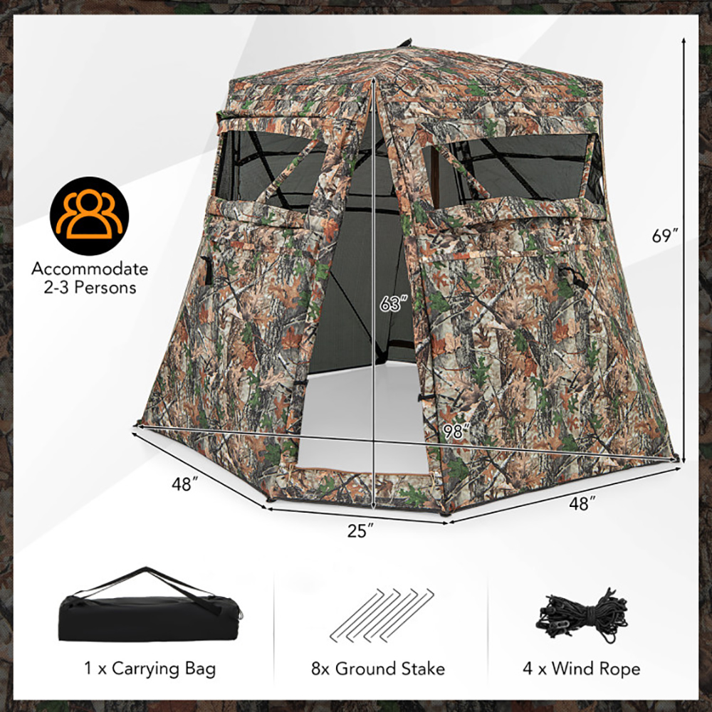 360-Degree One-Way See-Through Ground Hunting Blind for Deer & Turkey Hunting - Image 4