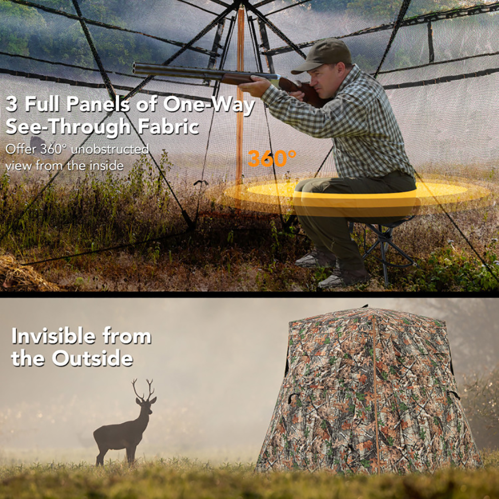 360-Degree One-Way See-Through Ground Hunting Blind for Deer & Turkey Hunting - Image 6