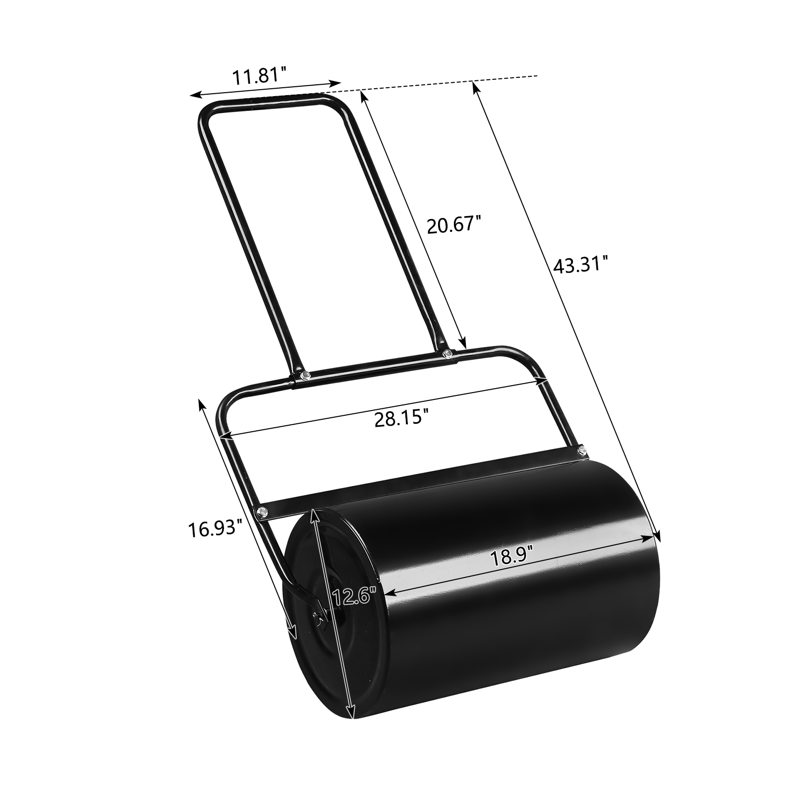 19-Inch Black Iron Cylindrical Lawn Roller for Perfectly Levelled Lawns - Image 2