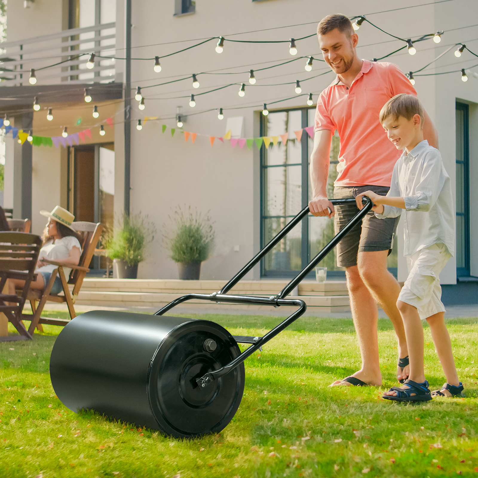 19-Inch Black Iron Cylindrical Lawn Roller for Perfectly Levelled Lawns - Image 9