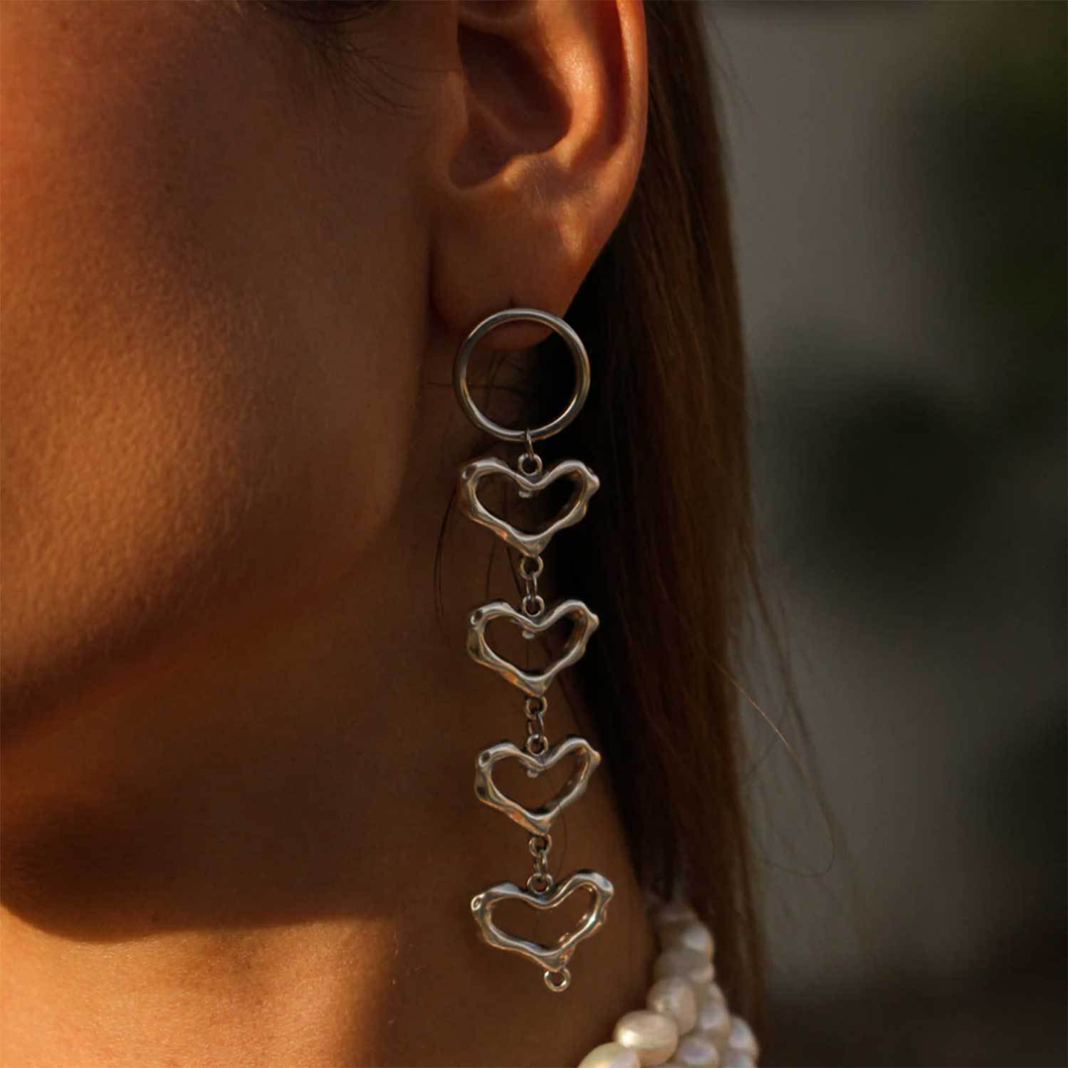 Stylish Retro Hollow Heart-shaped Patch Earrings - Exaggerated Ins Design - Image 3