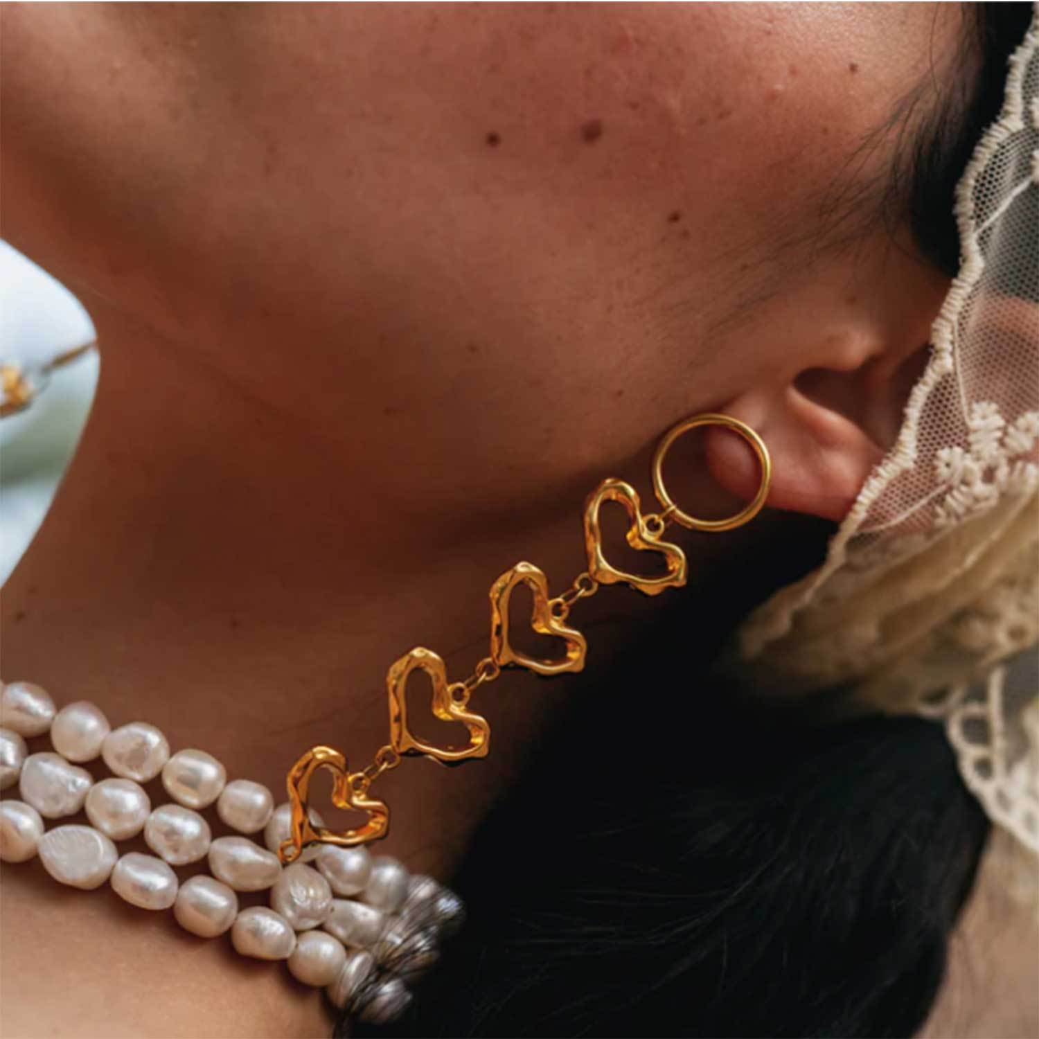 Stylish Retro Hollow Heart-shaped Patch Earrings - Exaggerated Ins Design - Image 5