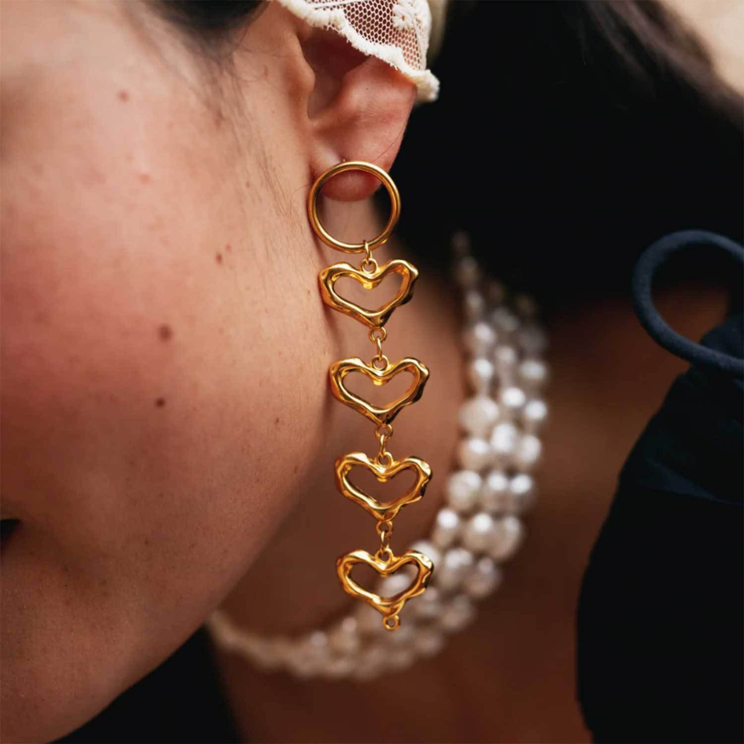 Stylish Retro Hollow Heart-shaped Patch Earrings - Exaggerated Ins Design - Image 6