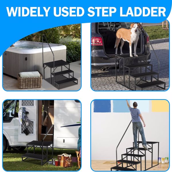 3-Level RV Ladder Stool - Durable & Compact Folding Ladder for Easy Access - Image 4