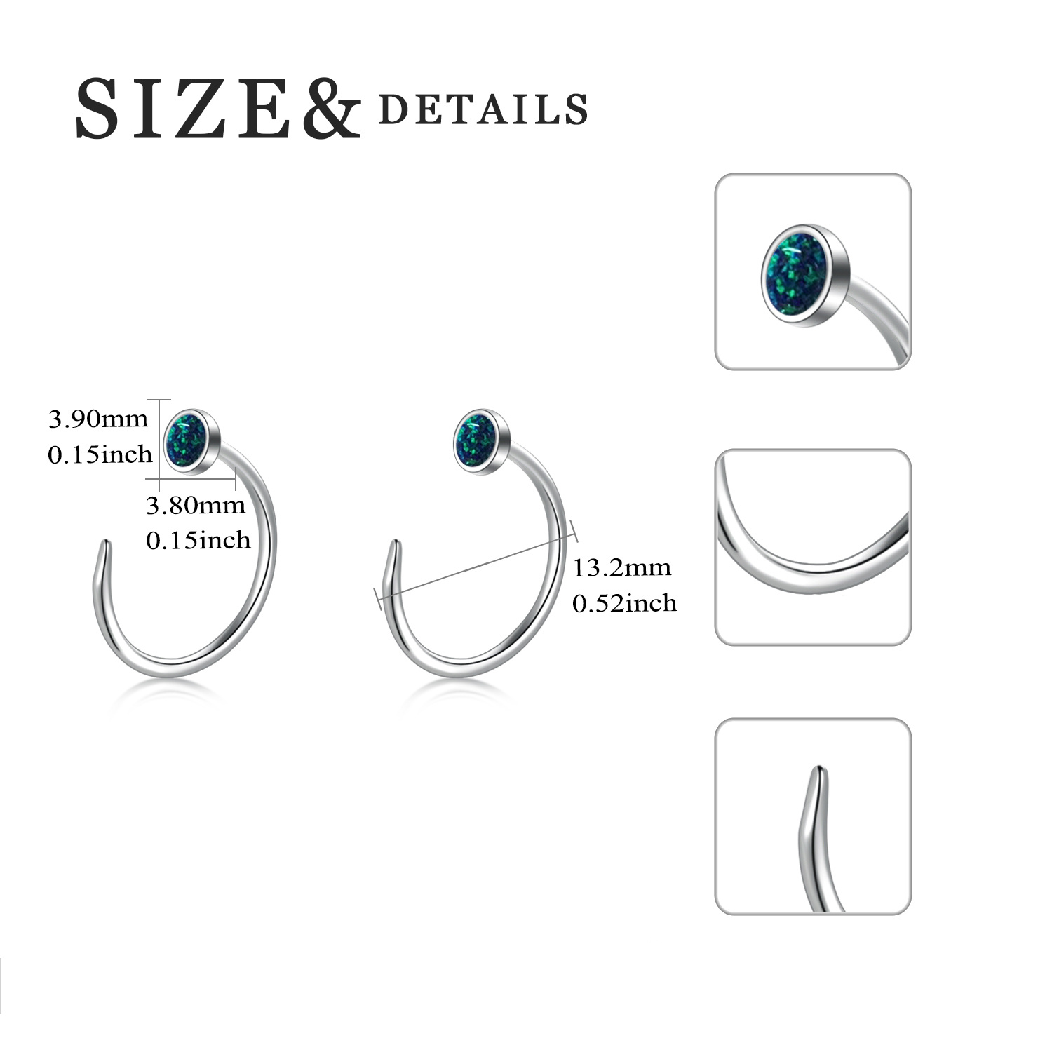 Opal Half Cuff Hoop Ear Huggie Earrings - Stylish Threader Jewelry Gifts for Women & Men Birthdays - Image 6