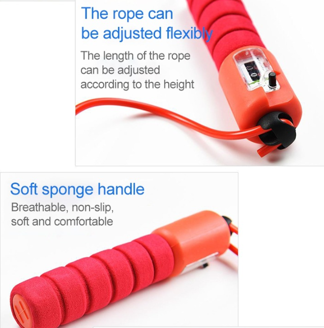 Adjustable Length Skipping Rope with Counter - Wear-resistant Foam Cotton Handle for Portable Jump Rope Exercise & Sports Training Equipment - Image 2