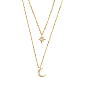 Astral Moon Double Layer Necklace - Elegant & Unique Celestial Jewelry