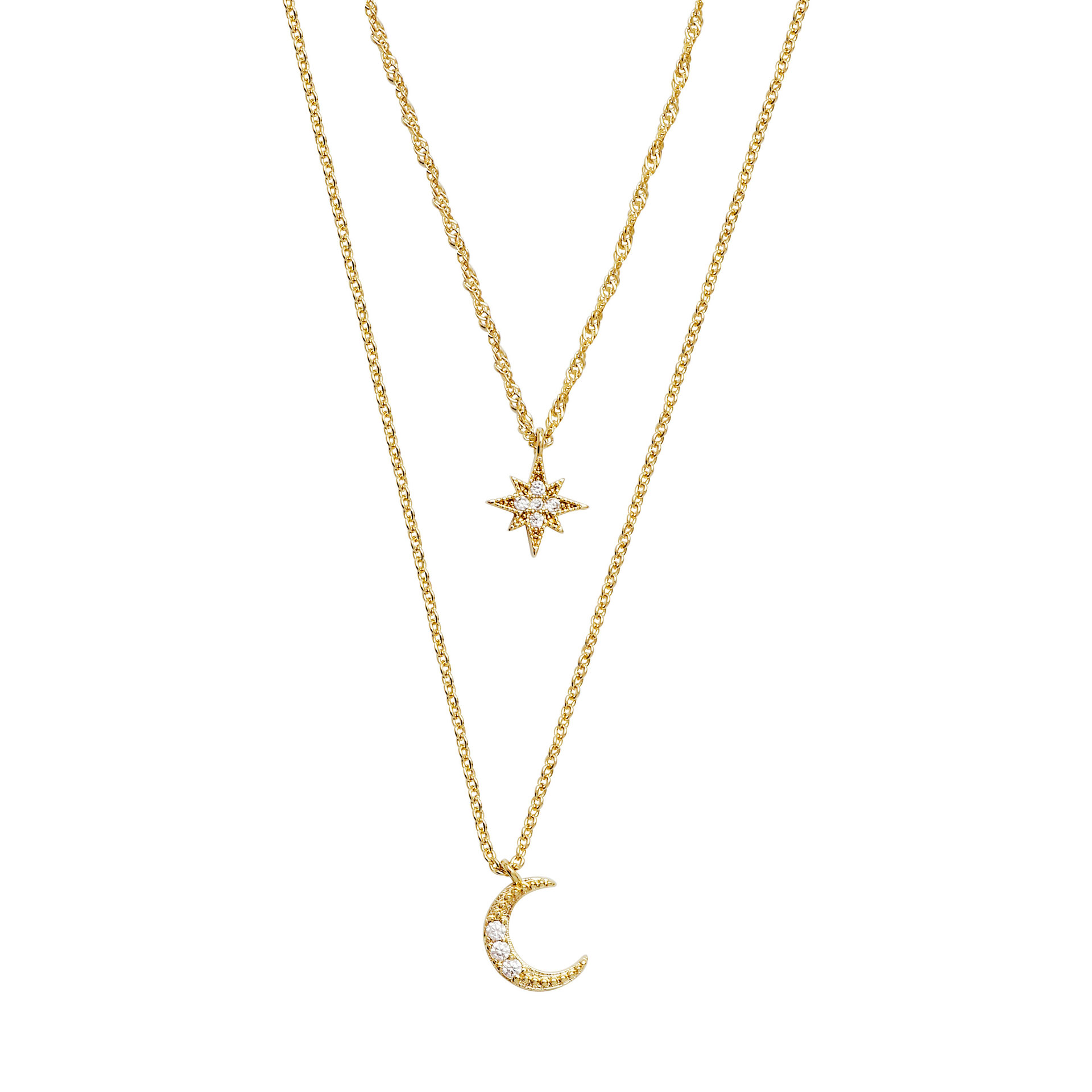 Astral Moon Double Layer Necklace - Elegant & Unique Celestial Jewelry