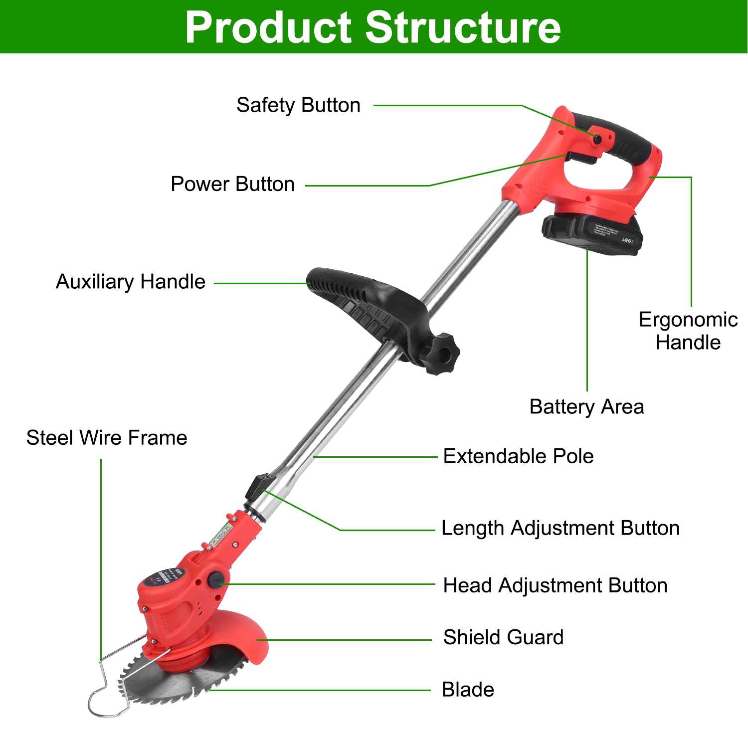Versatile Adjustable Telescopic Weed Trimmer for Effortless Lawn Care - Image 6
