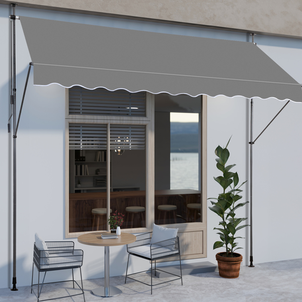 300x120x200-300cm Grey Support Canopy - Durable Polyester Fabric, Aluminum-Iron Frame, Retractable Design - Image 8