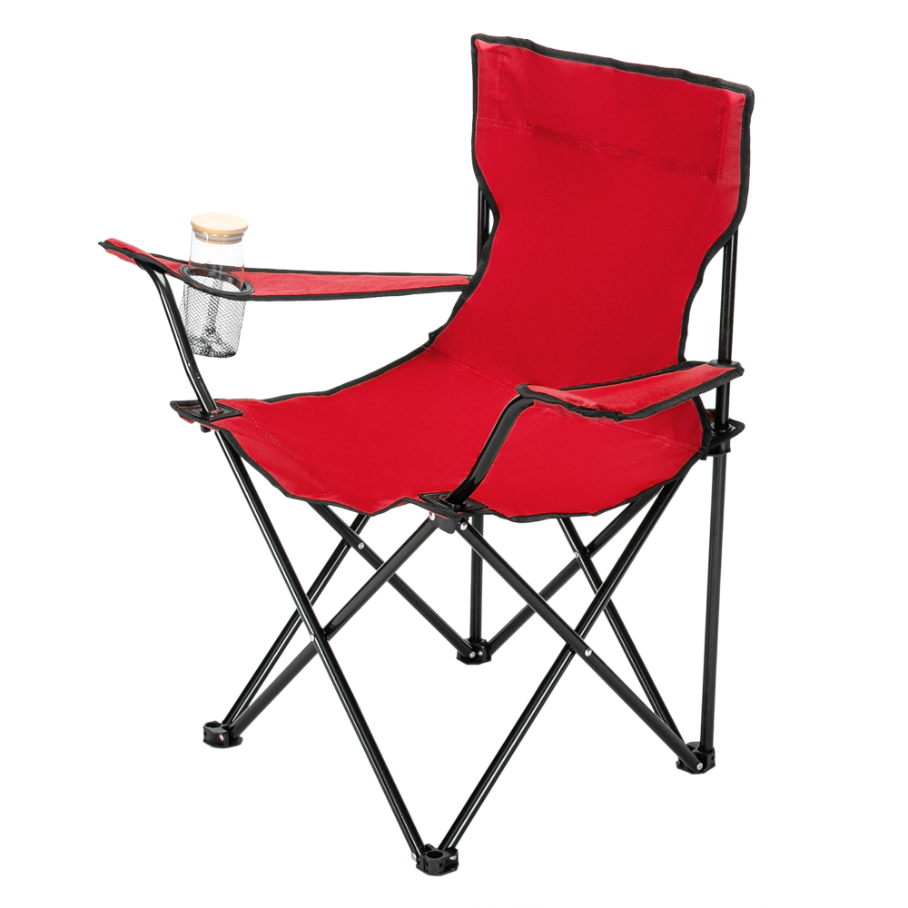 Durable Camping Chair with Black Frame and Red Oxford Cloth – Perfect for Outdoor Adventures - Image 11