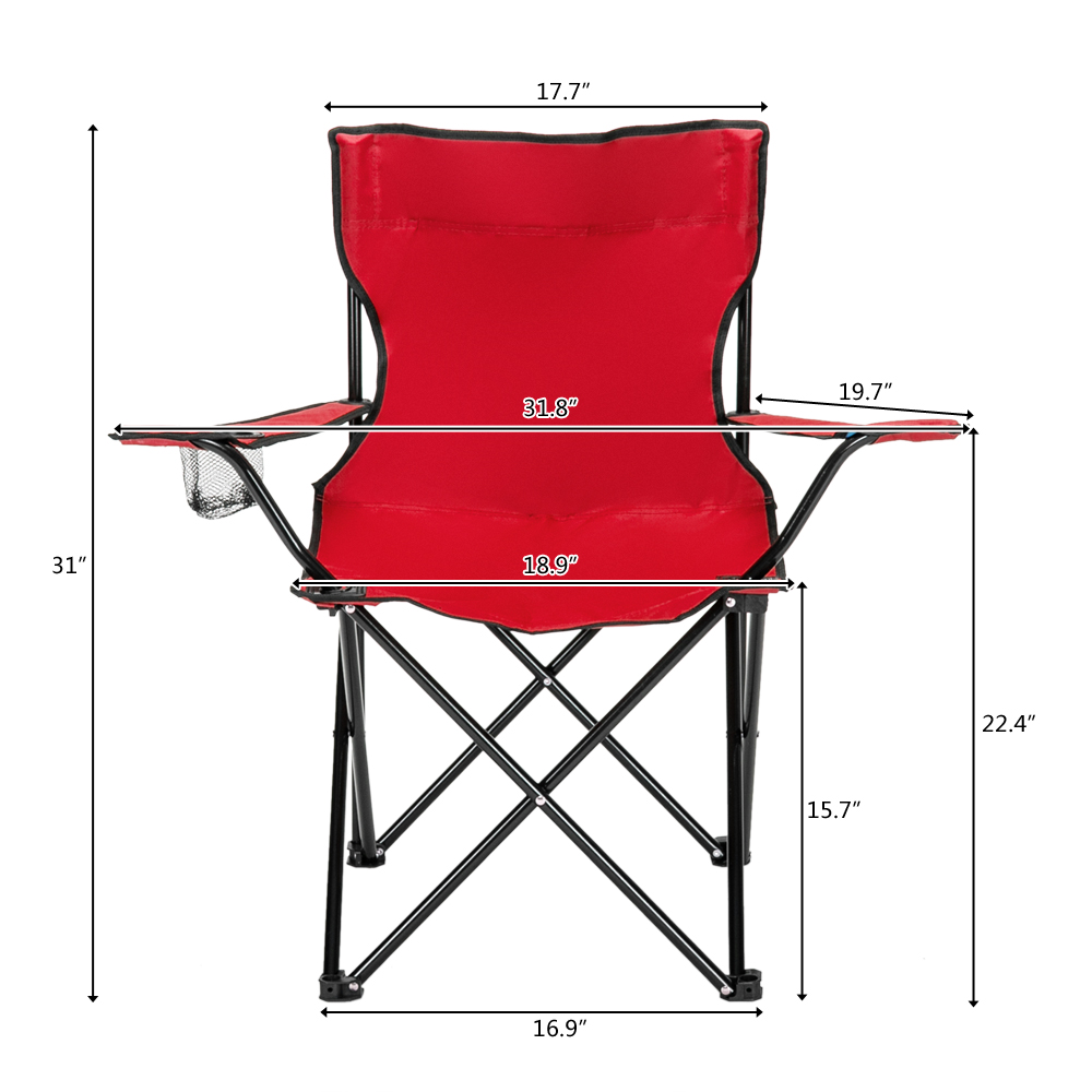 Durable Camping Chair with Black Frame and Red Oxford Cloth – Perfect for Outdoor Adventures - Image 14