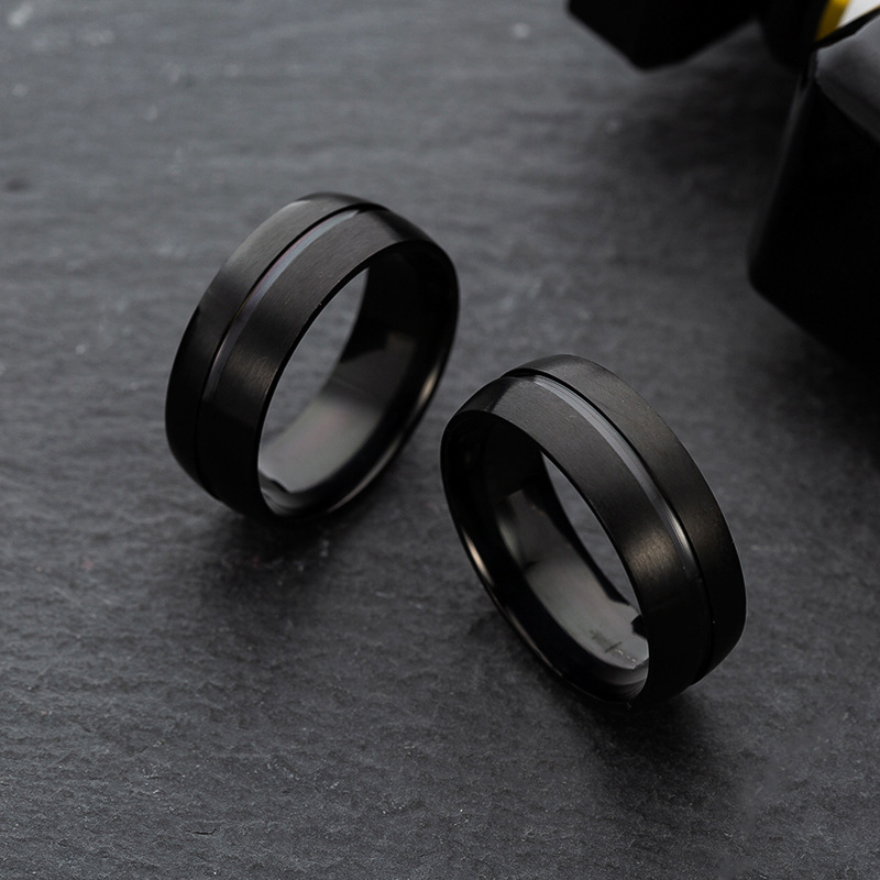 Sleek Black Titanium Steel Ring - Durable, Stylish, and Modern Design - Image 2