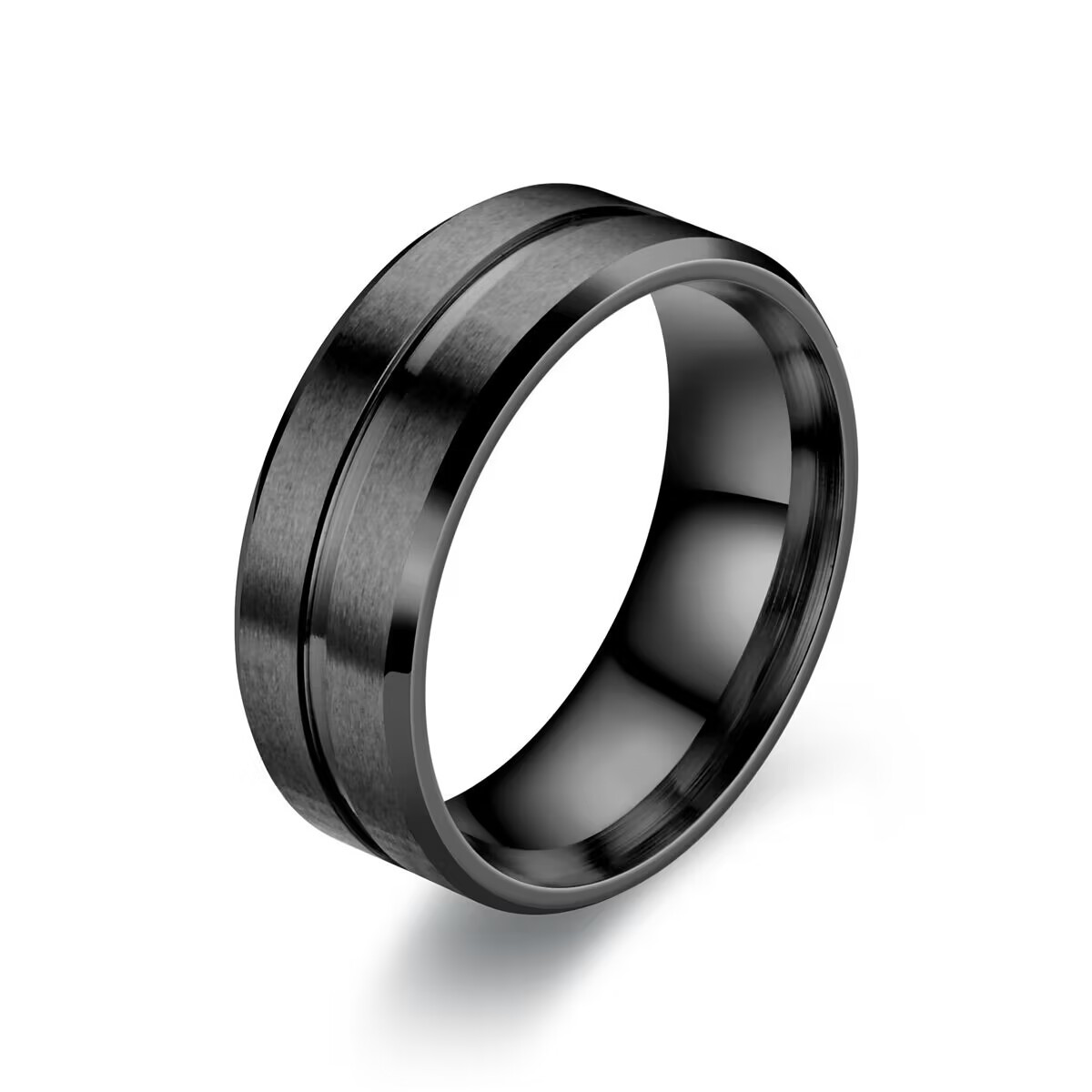 Sleek Black Titanium Steel Ring - Durable, Stylish, and Modern Design - Image 5