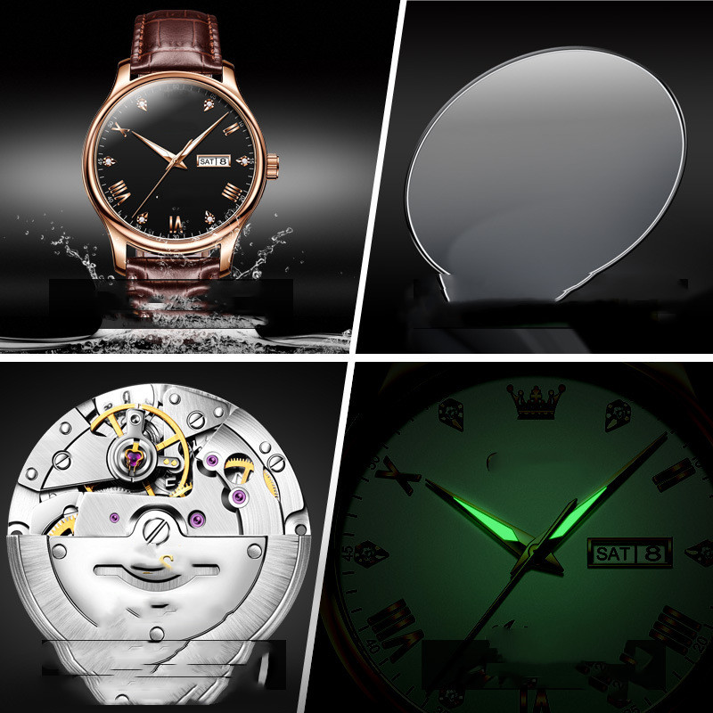 Fashionable Men's and Women's Waterproof Mechanical Watch with Diamond Set - Image 5