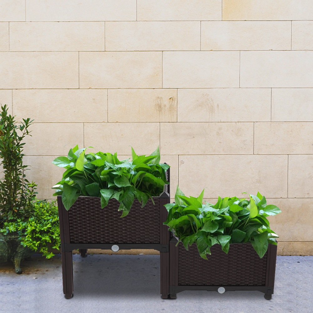 2PCS Brown Injection Molded Planter Box for Effortless Splicing - Image 4