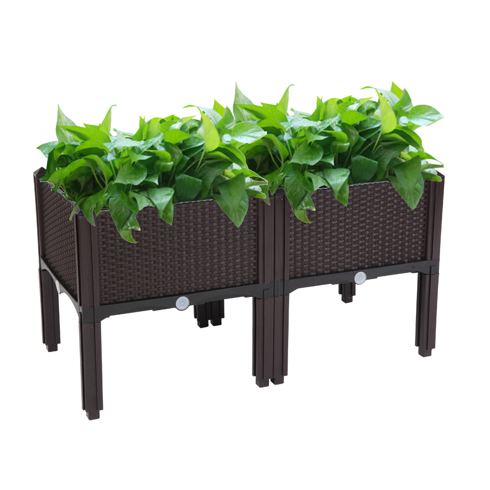 2PCS Brown Injection Molded Planter Box for Effortless Splicing - Image 11