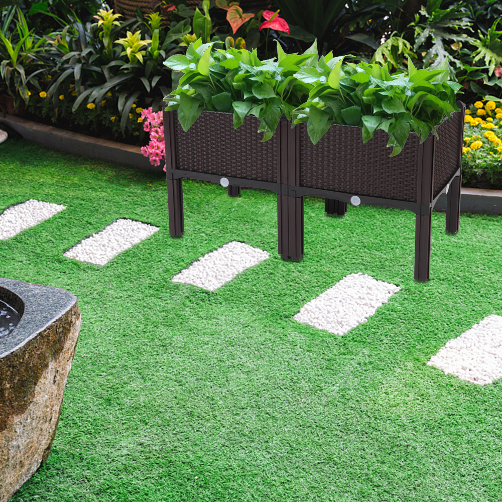 2PCS Brown Injection Molded Planter Box for Effortless Splicing - Image 46