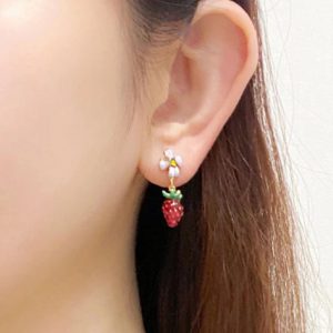 Cute Drop Oil Strawberry Flower Stud Earrings for Women - All-Match Style