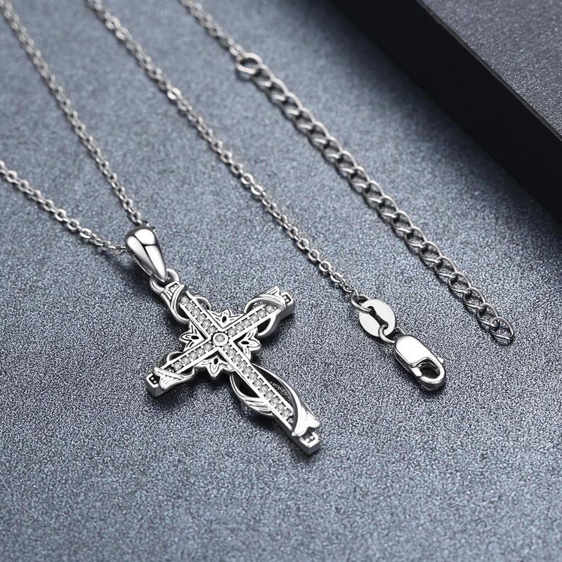 925 Sterling Silver Cross Pendant Necklace for Women - Elegant Cross Jewelry - Image 2