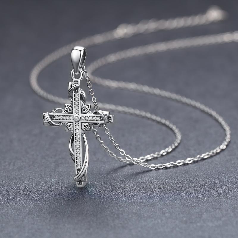 925 Sterling Silver Cross Pendant Necklace for Women - Elegant Cross Jewelry - Image 3