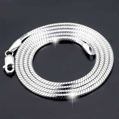 Sterling Silver Plated Platinum Necklace Chain for Men and Women - Jadoku Korean Fashion Clavicle Silver Chain for Couples