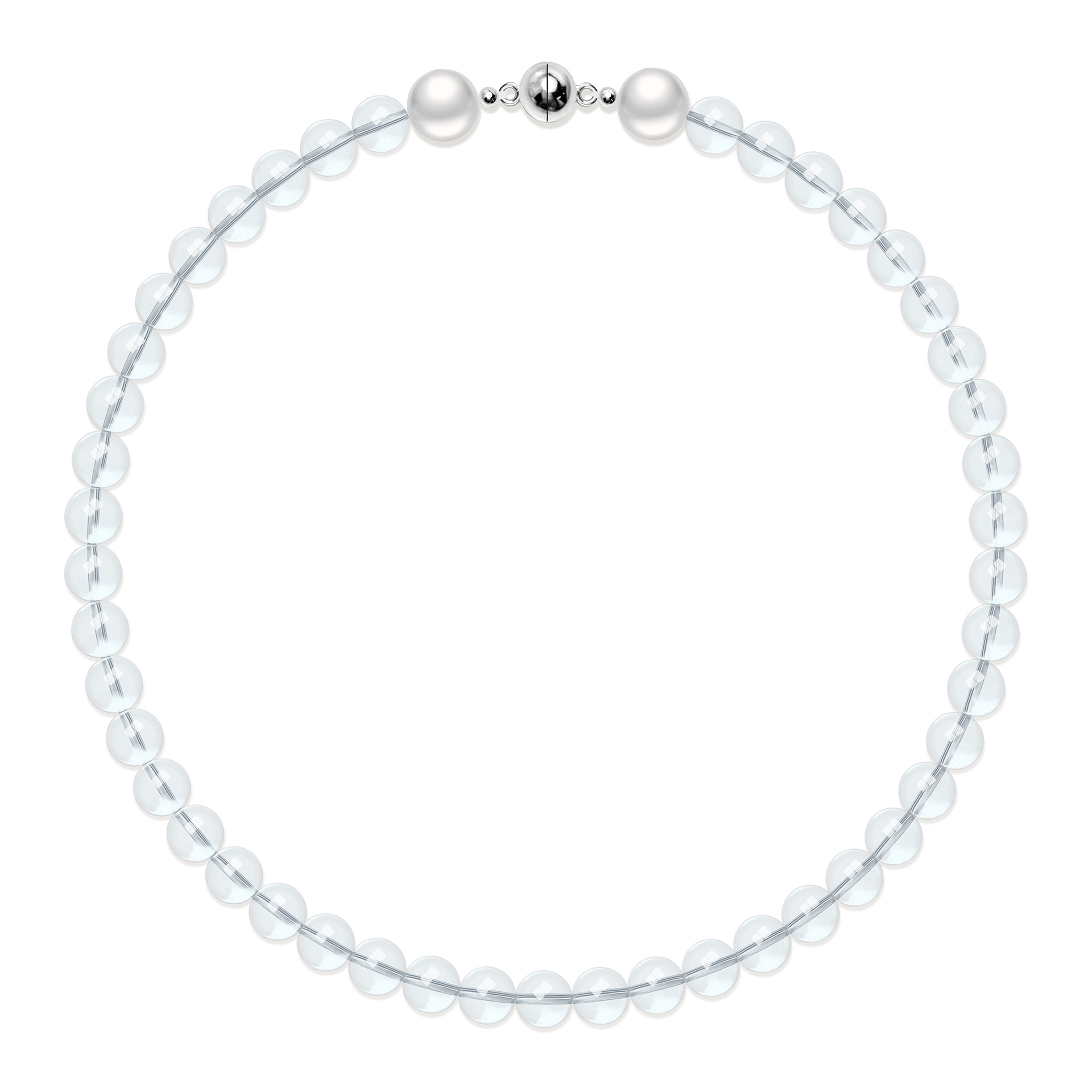 Elegant Silver Natural White Crystal Necklace with Round Beads - Fashion Accessory - Image 4