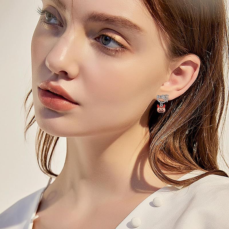Stylish Halloween Ghost Hand and Pumpkin Head Stud Earrings for Trendy Looks - Image 3