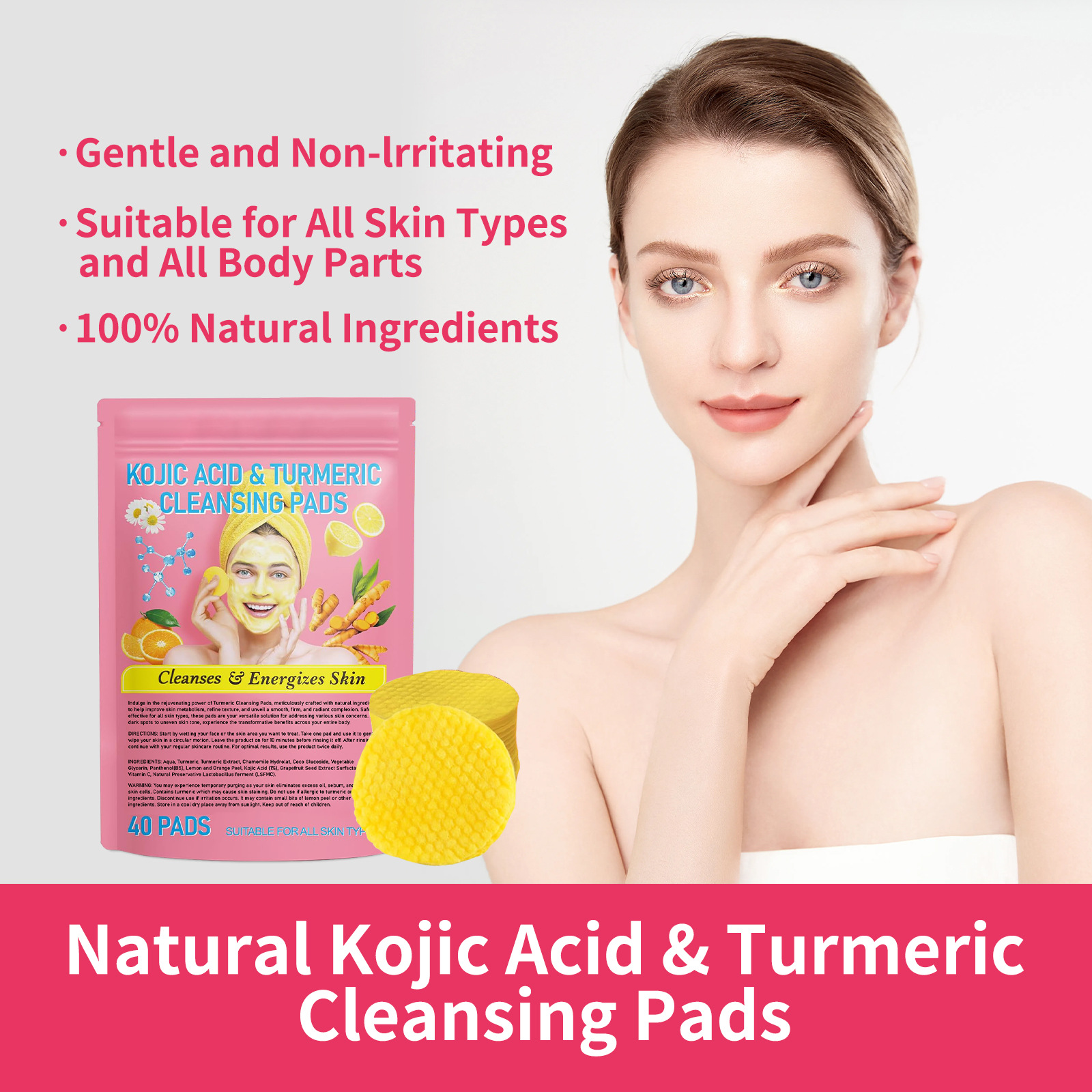 Turmeric Cleansing Pad with Compressed Turmeric & Kojic Acid for Radiant Skin - Image 7