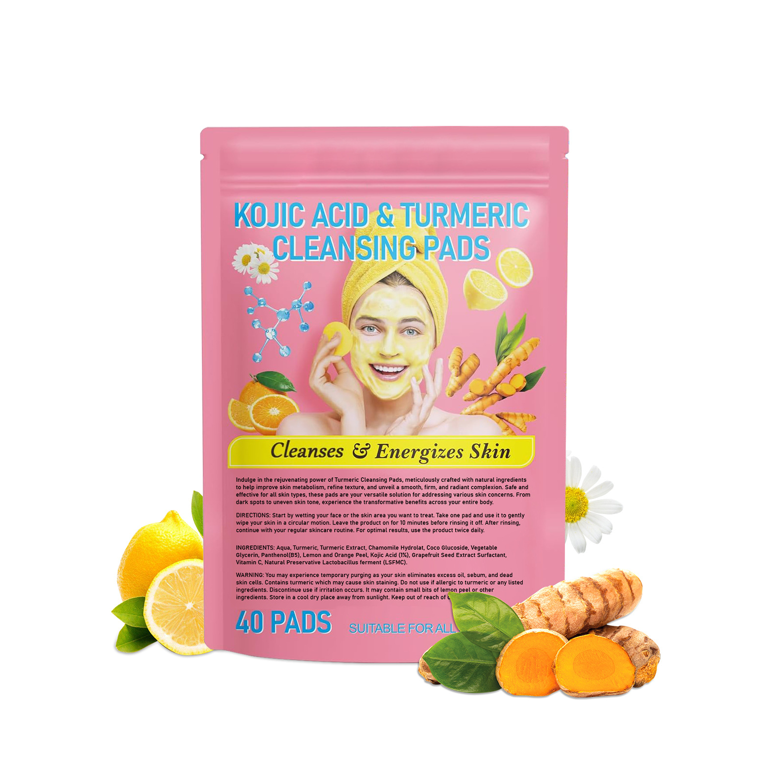 Turmeric Cleansing Pad with Compressed Turmeric & Kojic Acid for Radiant Skin - Image 11
