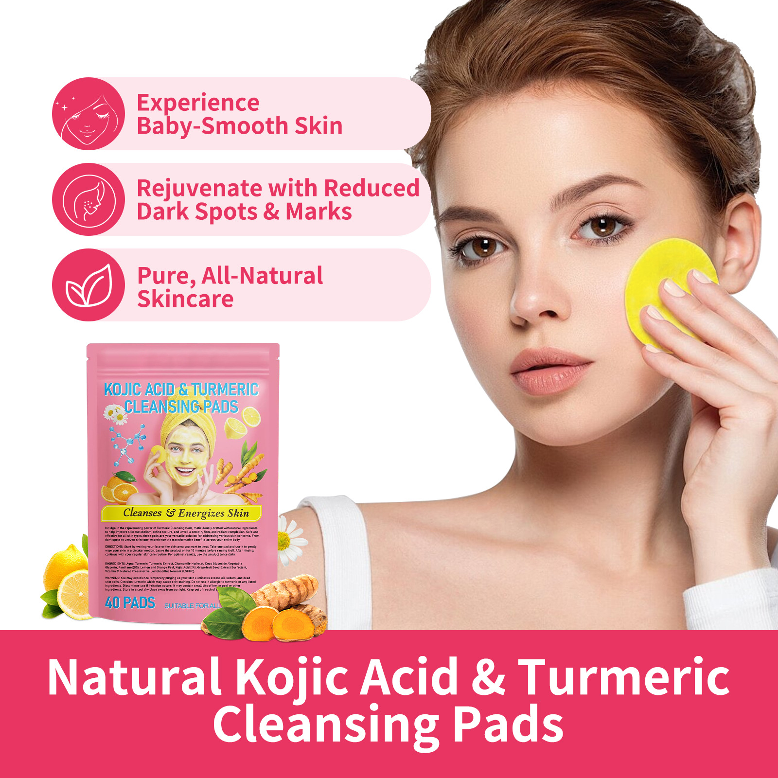 Turmeric Cleansing Pad with Compressed Turmeric & Kojic Acid for Radiant Skin - Image 13