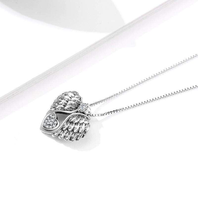 925 Sterling Silver Guardian Angel Wing Pendant Necklace - Elegant Jewelry for Women - Image 3