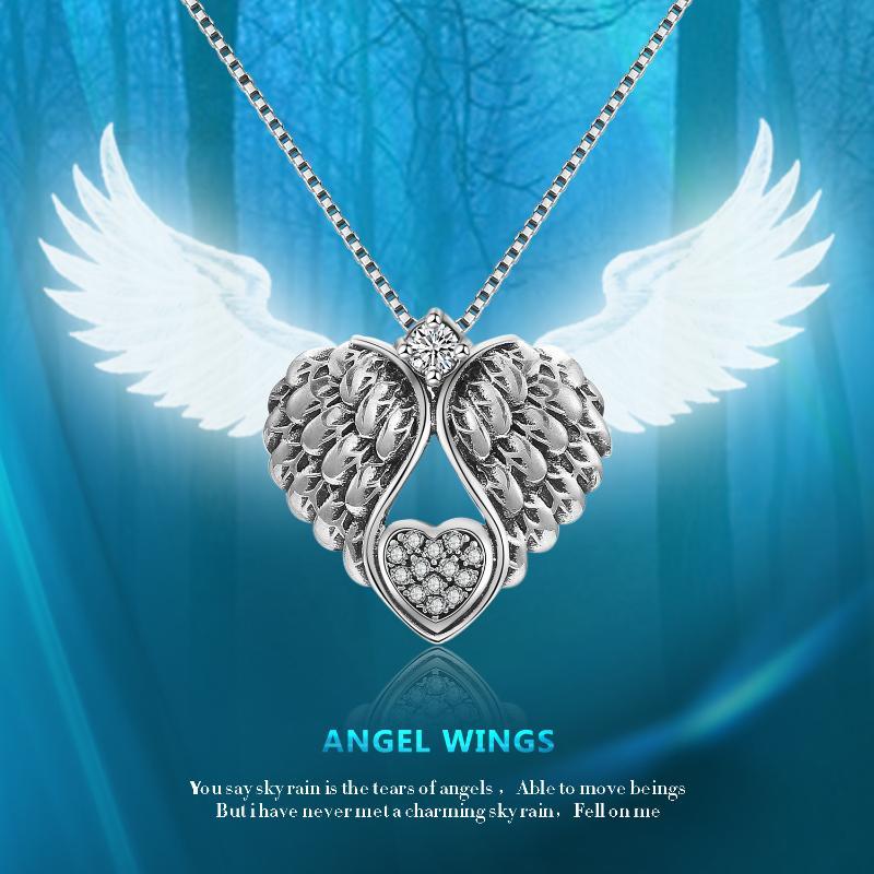 925 Sterling Silver Guardian Angel Wing Pendant Necklace - Elegant Jewelry for Women - Image 6