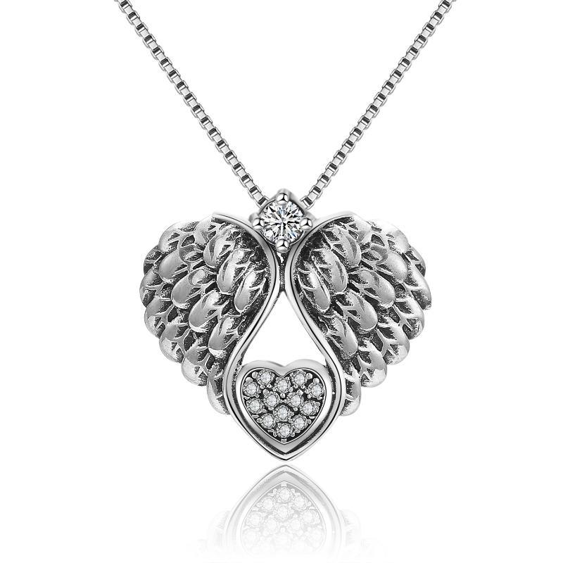 925 Sterling Silver Guardian Angel Wing Pendant Necklace - Elegant Jewelry for Women - Image 7