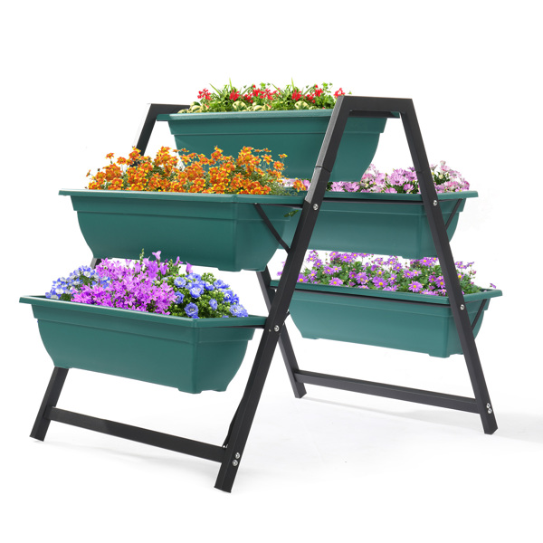 5-Tier Trapezoidal Green PE Flower Pot - 65x91x79cm Planting Pots for Vibrant Gardens - Image 7