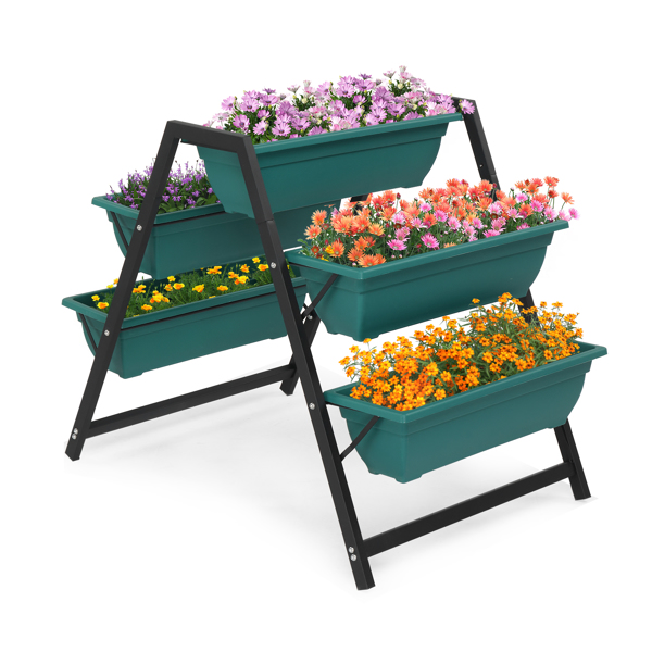 5-Tier Trapezoidal Green PE Flower Pot - 65x91x79cm Planting Pots for Vibrant Gardens - Image 14