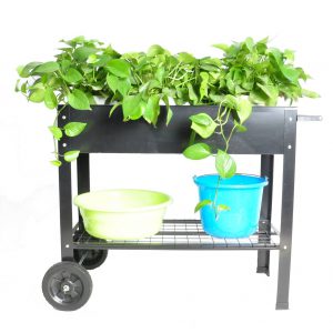 Mobile Metal Raised Garden Bed Cart with Legs for Outdoor Patio and House Use