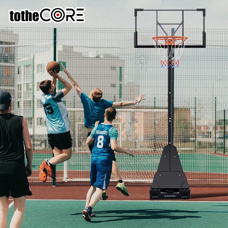 TotheCORE Adjustable Portable Basketball Hoop 7.55-10.00 Ft with PC Backplate, Large Base & Wheels - Perfect for All Players - Image 5