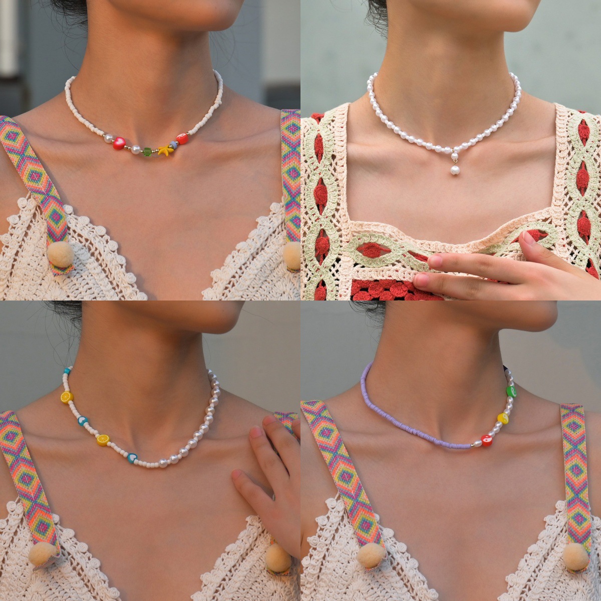 Bohemian Ocean-Inspired Turquoise Starfish Resin Heart Love Bead Necklace - Image 11