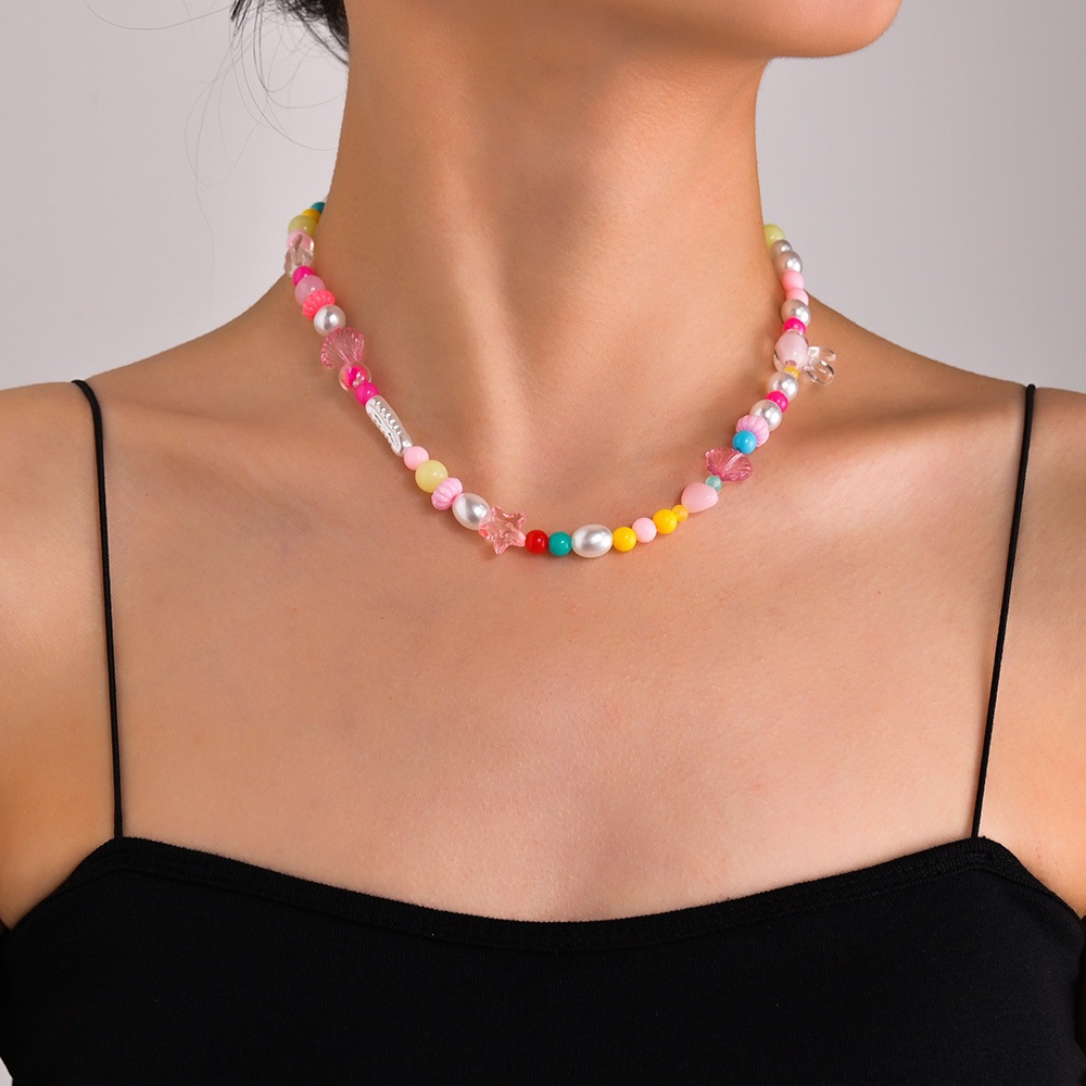 Bohemian Ocean-Inspired Turquoise Starfish Resin Heart Love Bead Necklace - Image 13