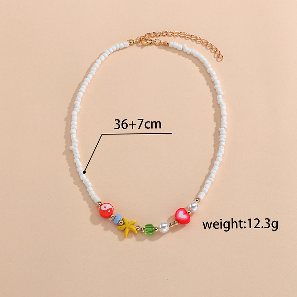 Bohemian Ocean-Inspired Turquoise Starfish Resin Heart Love Bead Necklace - Image 22