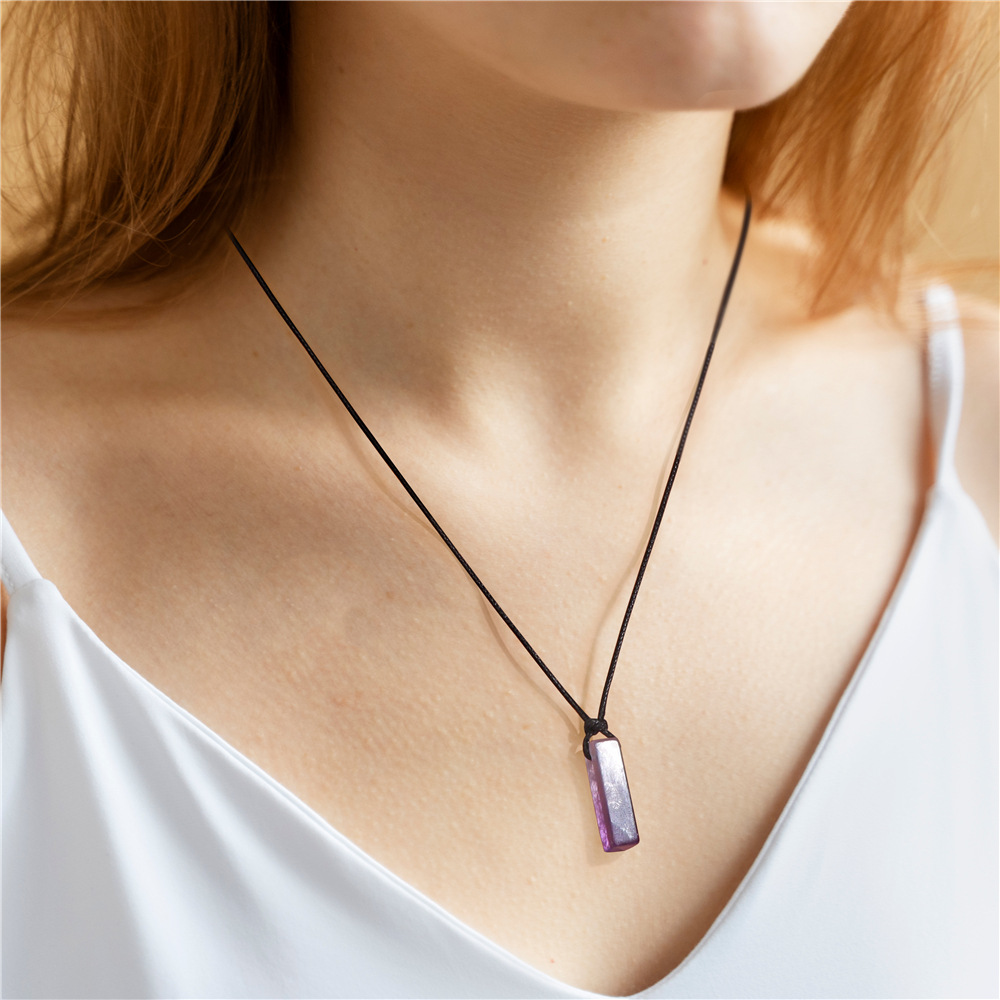 Unique Irregular Stone Rectangular Pendant Necklace - Stylish and Eye-Catching - Image 6