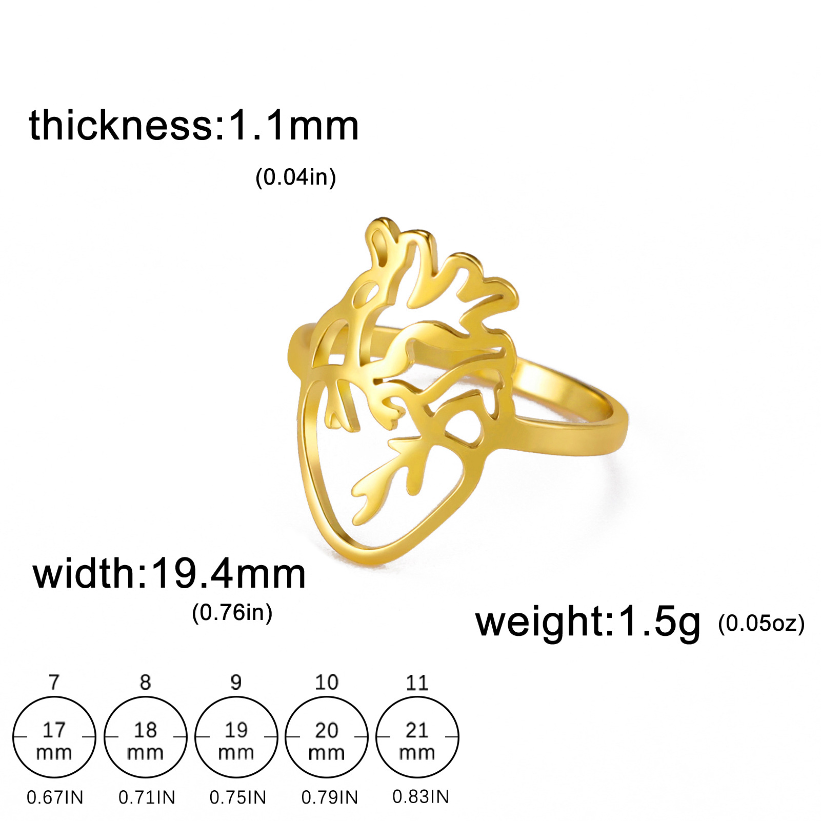 Stylish Cut Titanium Steel Hollow-Out Brain-Shaped Ring for Unique Fashion - Image 2