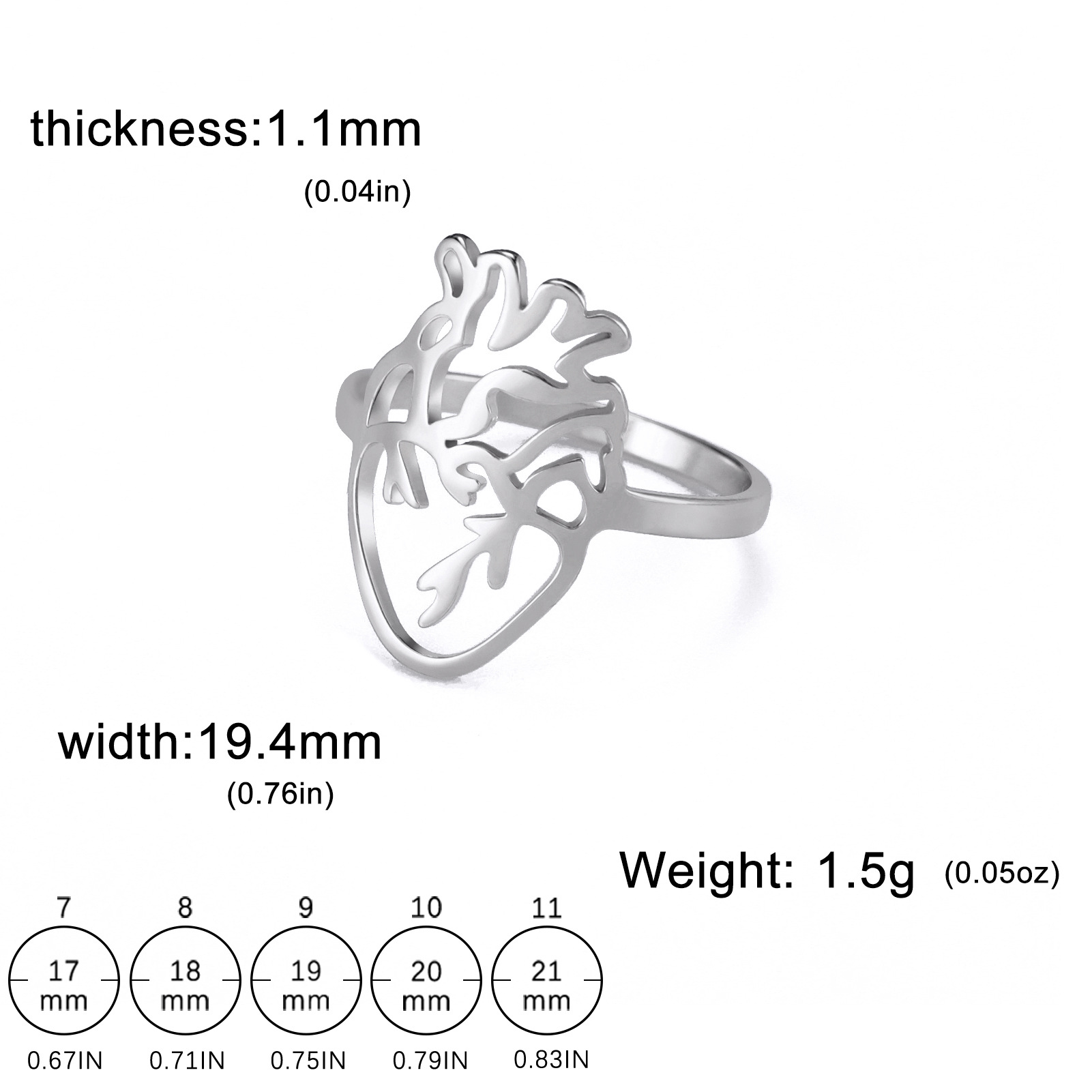 Stylish Cut Titanium Steel Hollow-Out Brain-Shaped Ring for Unique Fashion - Image 3