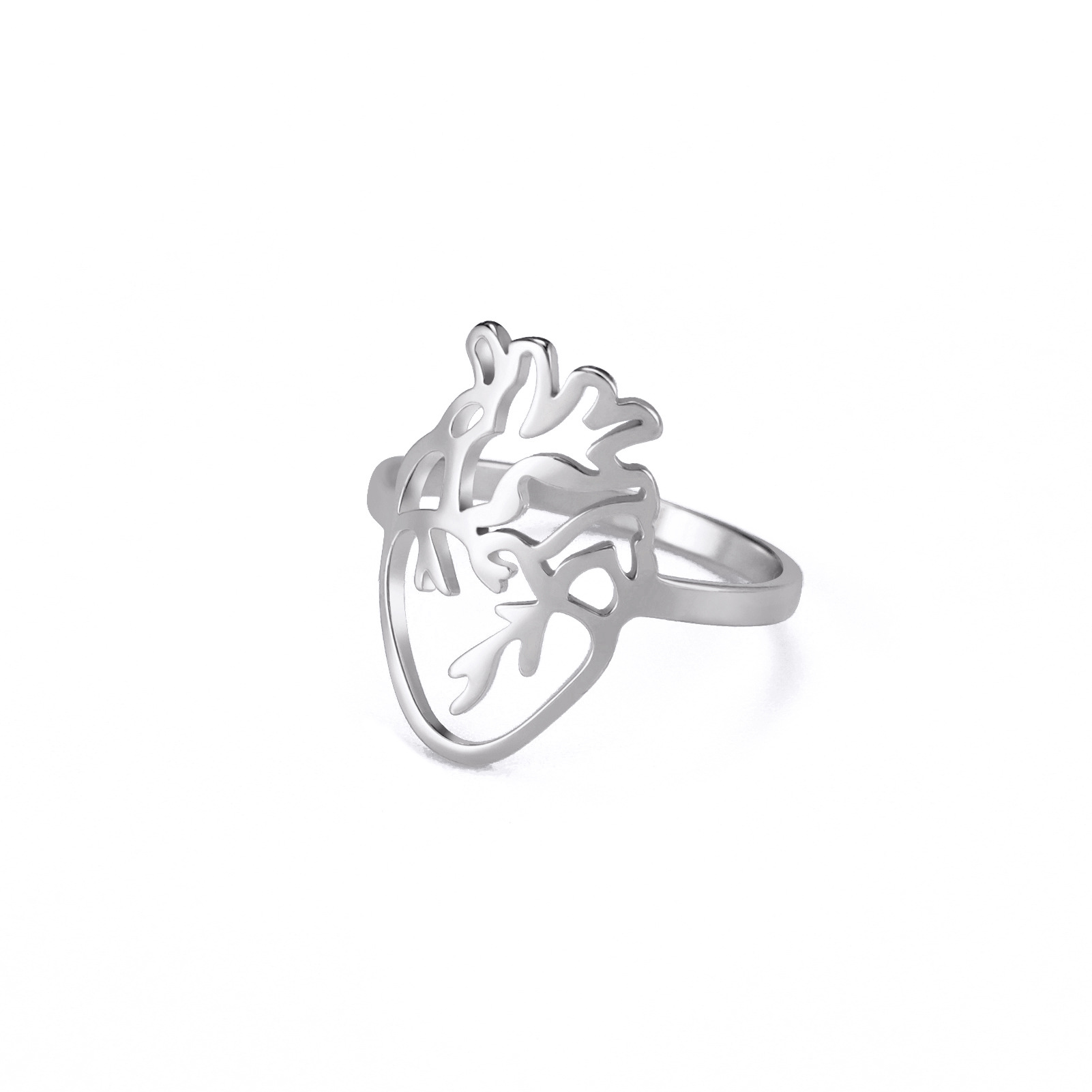 Stylish Cut Titanium Steel Hollow-Out Brain-Shaped Ring for Unique Fashion - Image 11