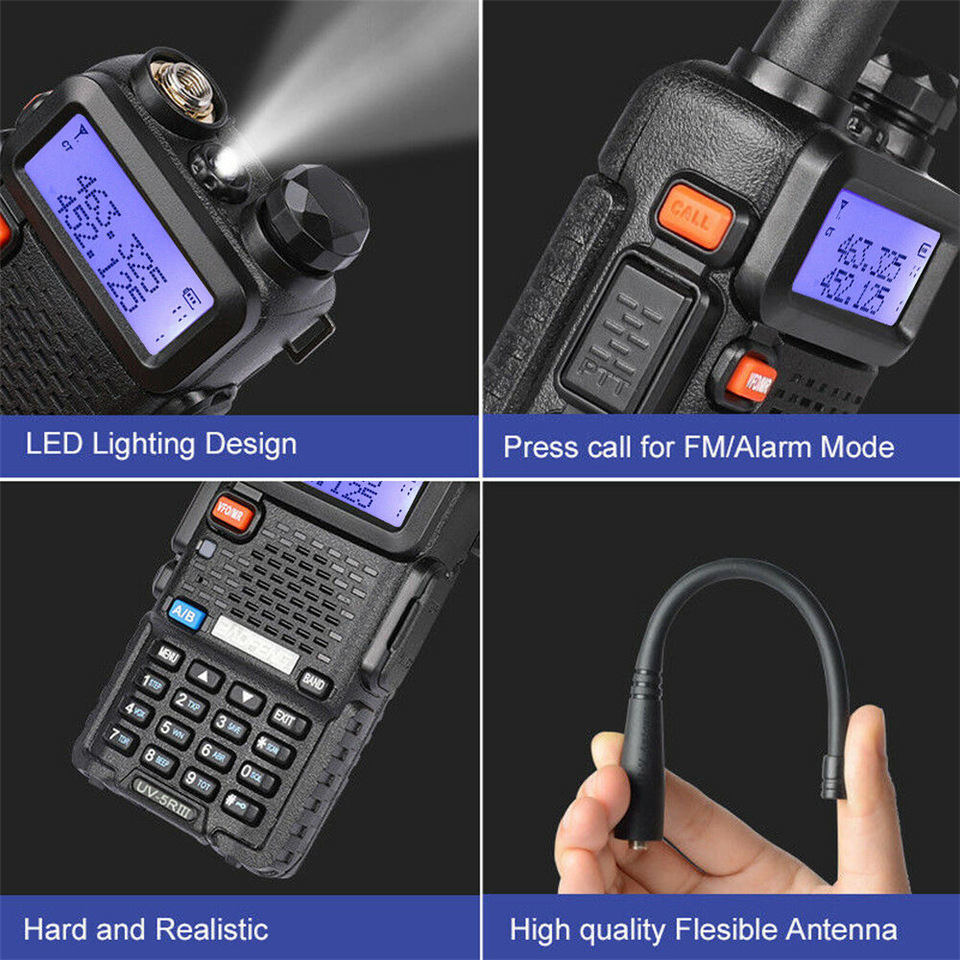 Baofeng UV-5R Three Segment Walkie Talkie - VHF 220-226MHz & UHF Dual Antenna Civil Handheld Radio - Image 2